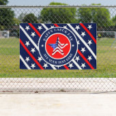 ハッピーレイバーデイスター&ストライプアメリカ国旗 横断幕 (インサイチュ)