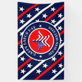 ハッピーレイバーデイスター&ストライプアメリカ国旗 横断幕 (縦)