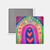ハッピーレインボーインスピレーショントレンディーカラフルおもしろい マグネット (正面/裏面)