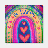 ハッピーレインボーインスピレーショントレンディーカラフルおもしろい マグネット (正面)