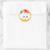 ハッピーレインボークラウドオンイエロー ラウンドシール (バッグ)