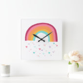 ハッピーレインボー魔法 スクエア壁時計 (ホーム)