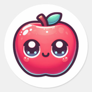 ハッピーレッドアップルinかわいいスタイル ラウンドシール