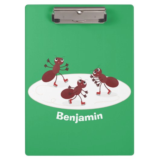 ハッピーレッドアリ氷スケートで滑る漫画 クリップボード (正面)