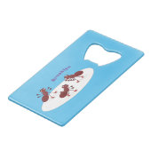 ハッピーレッドアリ氷スケートで滑る漫画 クレジットカード栓抜き (正面アングル)