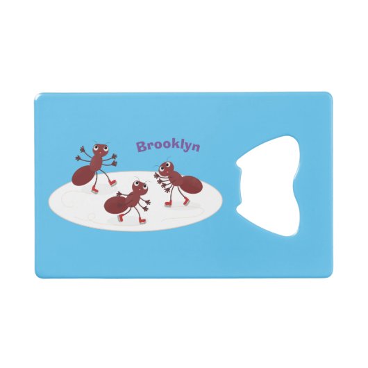 ハッピーレッドアリ氷スケートで滑る漫画 クレジットカード栓抜き (正面(横))