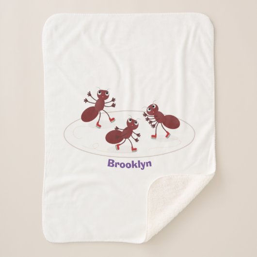 ハッピーレッドアリ氷スケートで滑る漫画 シェルパブランケット (正面)