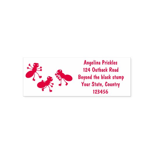 ハッピーレッドアリ氷スケートで滑る漫画 セルフインキングスタンプ (デザイン)