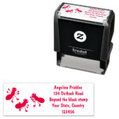 ハッピーレッドアリ氷スケートで滑る漫画 セルフインキングスタンプ (インサイチュ)