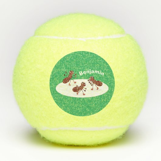 ハッピーレッドアリ氷スケートで滑る漫画 テニスボール (正面)