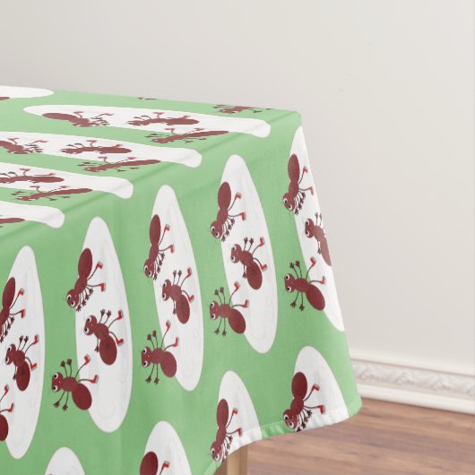 ハッピーレッドアリ氷スケートで滑る漫画 テーブルクロス (インサイチュ)