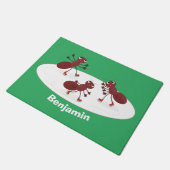 ハッピーレッドアリ氷スケートで滑る漫画 ドアマット (アングル)