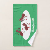 ハッピーレッドアリ氷スケートで滑る漫画 バスタオルセット (ハンドタオル)