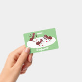 ハッピーレッドアリ氷スケートで滑る漫画 バッジ (手持ち)