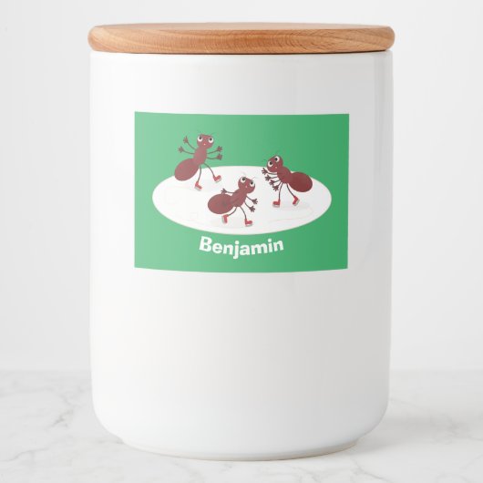 ハッピーレッドアリ氷スケートで滑る漫画 フードラベル (正面)