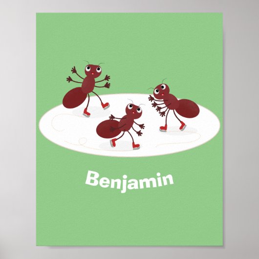 ハッピーレッドアリ氷スケートで滑る漫画 ポスター (正面)