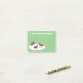 ハッピーレッドアリ氷スケートで滑る漫画 ポストイット (デスク上)