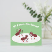 ハッピーレッドアリ氷スケートで滑る漫画 ポストカード (スタンド正面)