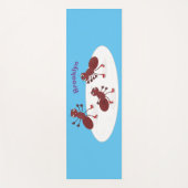 ハッピーレッドアリ氷スケートで滑る漫画 ヨガマット (正面)