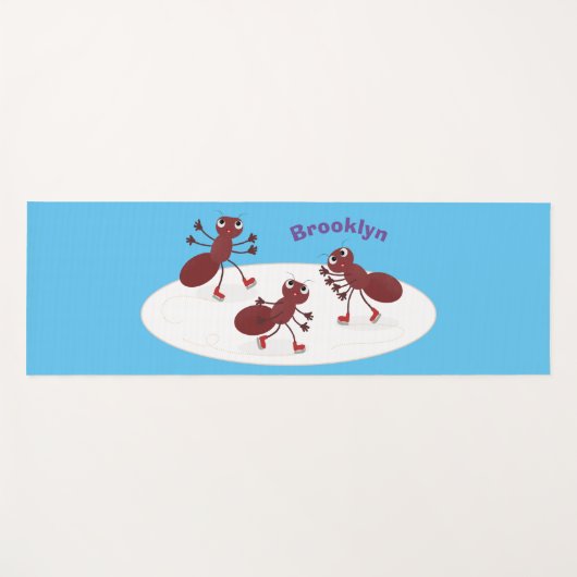 ハッピーレッドアリ氷スケートで滑る漫画 ヨガマット (正面(横))