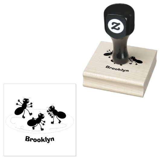 ハッピーレッドアリ氷スケートで滑る漫画 ラバースタンプ (押印)