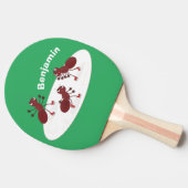 ハッピーレッドアリ氷スケートで滑る漫画 卓球ラケット (横)