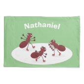 ハッピーレッドアリ氷スケートで滑る漫画 枕カバー (裏面)