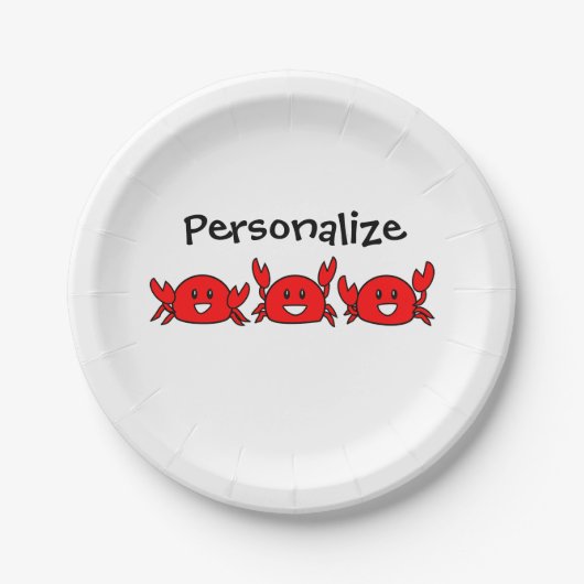 ハッピーレッドカニビーチパーティー ペーパープレート (正面)