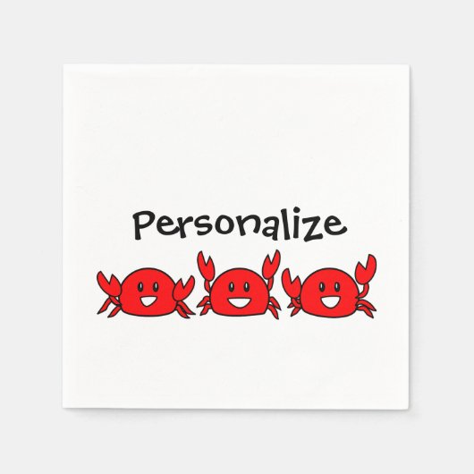 ハッピーレッドカニ スタンダードカクテルナプキン (正面)