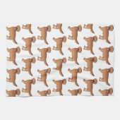 ハッピーレッドゴールデンレトリバー漫画の犬のパターン キッチンタオル (横)