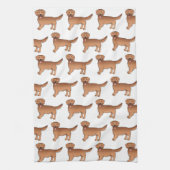 ハッピーレッドゴールデンレトリバー漫画の犬のパターン キッチンタオル (縦)