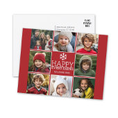 ハッピーレッドモダン- 8フォトコラージュ シーズンポストカード