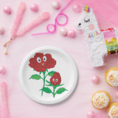 ハッピーレッドローズ ペーパープレート (パーティー)