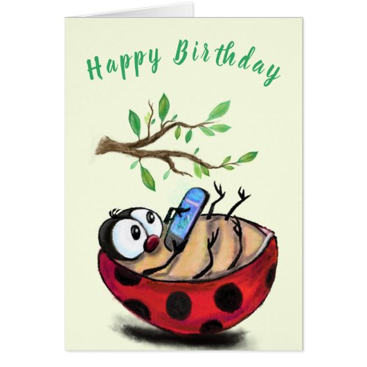 ハッピーレディバグおもしろい誕生日カード (正面)