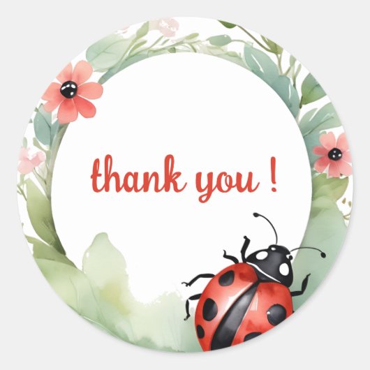 ハッピーレディバグ誕生日サンキューユア ラウンドシール (正面)