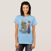 ハッピーレディースデー | 3月8日 青 Tシャツ (正面フル)