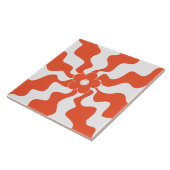 ハッピーレトロデイジーインオレンジ&ホワイト タイル (側面)