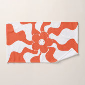 ハッピーレトロデイジーインオレンジ&ホワイト バスタオルセット (ハンドタオル)