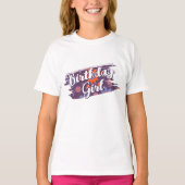 ハッピーレトロフラワーズ70sデイジーかわいい誕生日ガール tシャツ (正面)