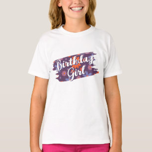 ハッピーレトロフラワーズ70sデイジーかわいい誕生日ガール tシャツ