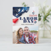 ハッピーレーバーデー愛国的USA国旗のホリデーカード サンキューカード (スタンド正面)