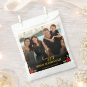 ハッピーロシュハサナラグジュアリー金ゴールドスクリプトフォト フェイバーバッグ (クリップ留めされた状態)