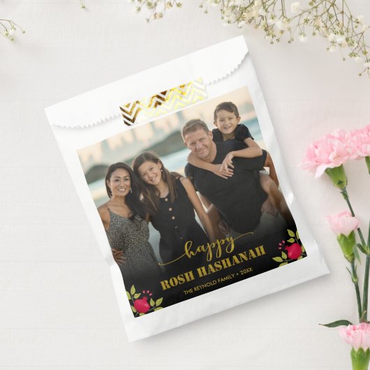 ハッピーロシュハサナラグジュアリー金ゴールドスクリプトフォト フェイバーバッグ (封をした状態)