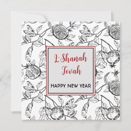 ハッピーロシュハシャナザ・ポメグラネート ノートカード (正面)