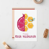 ハッピーロシュハシャナハッピーニューイヤーホリデイ ノートカード (正面/裏面インサイチュ)