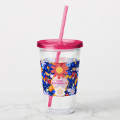 ハッピーロシュハシャナユダヤ正月の花柄 アクリルタンブラー (裏面)