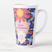 ハッピーロシュハシャナユダヤ正月の花柄 カフェラテマグ (右)