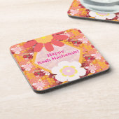 ハッピーロシュハシャナユダヤ正月の花柄 コースター (左側)