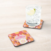 ハッピーロシュハシャナユダヤ正月の花柄 コースター (右側)