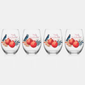 ハッピーロシュハシャナユダヤ正月の花柄 ステムなしワイングラス